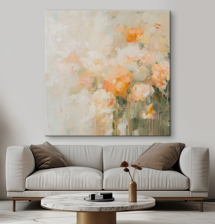 Schilderij van bloemen op een wit oppervlak