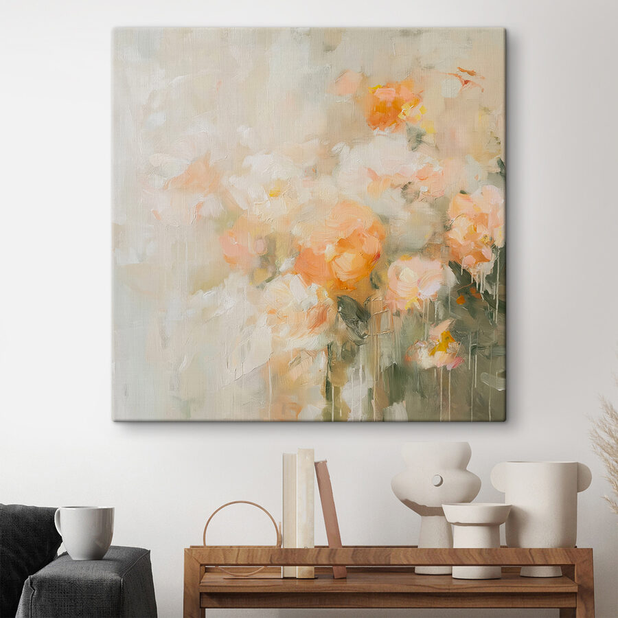 Schilderij van bloemen op een wit oppervlak