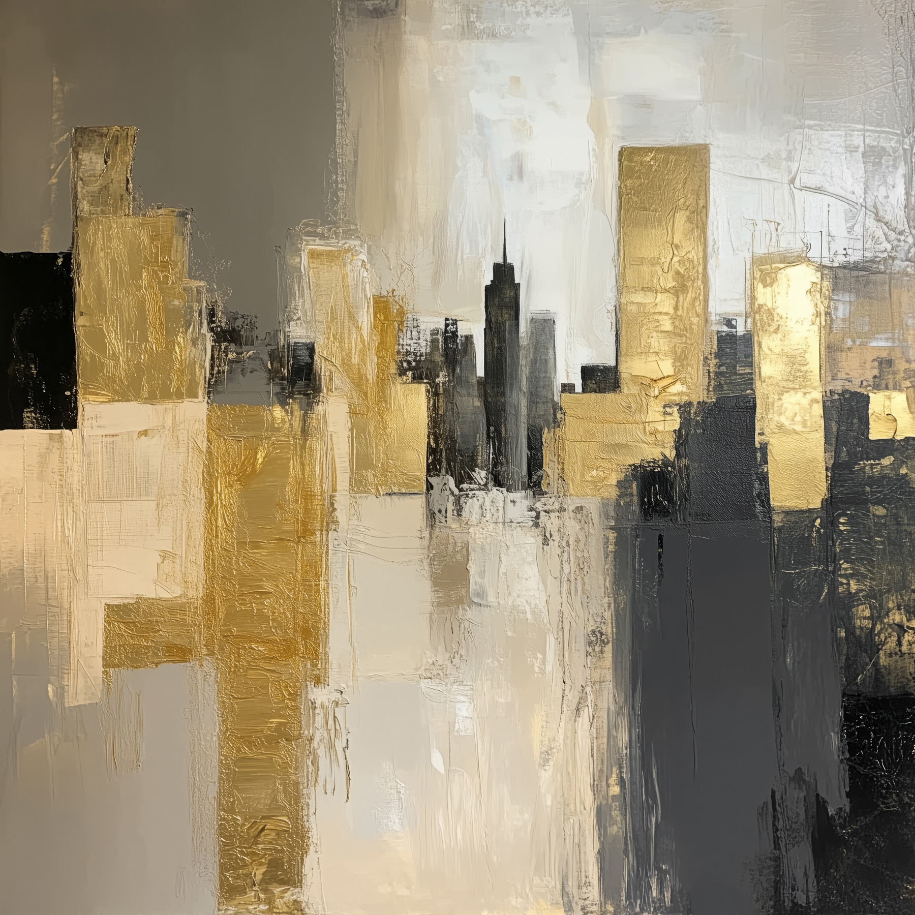 s40831p - Schilderij van een skyline van een stad - tegory