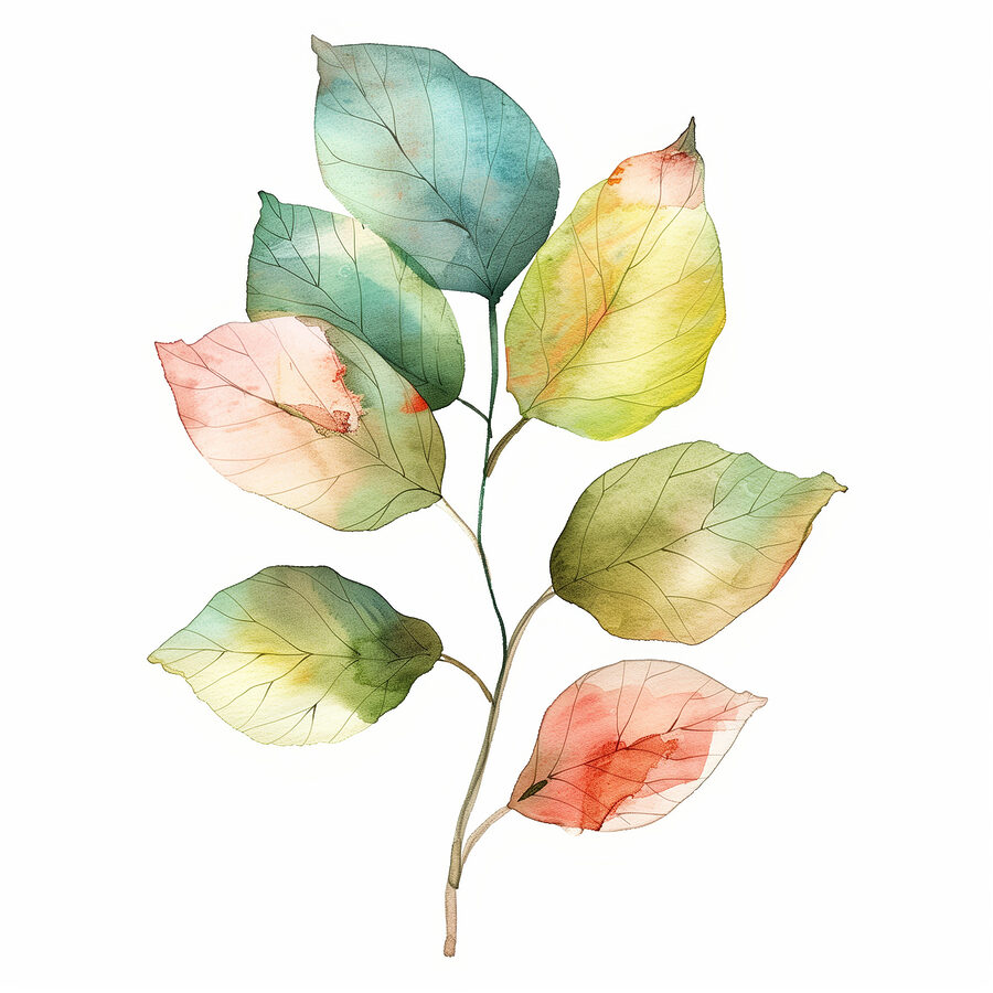 Aquarel van een blad