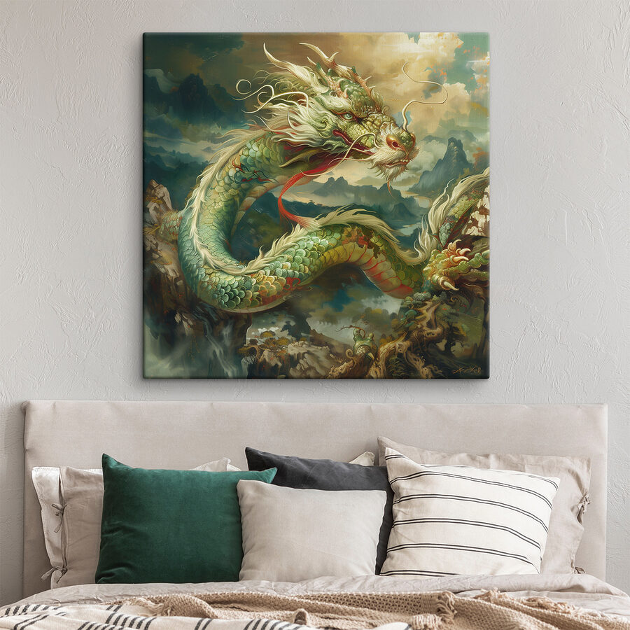 Canvas Schilderijen Schilderij van een draak