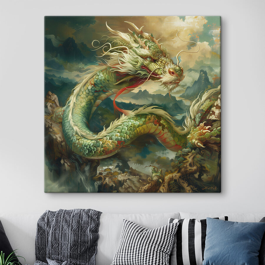 Canvas Schilderijen Schilderij van een draak - Afbeelding 2