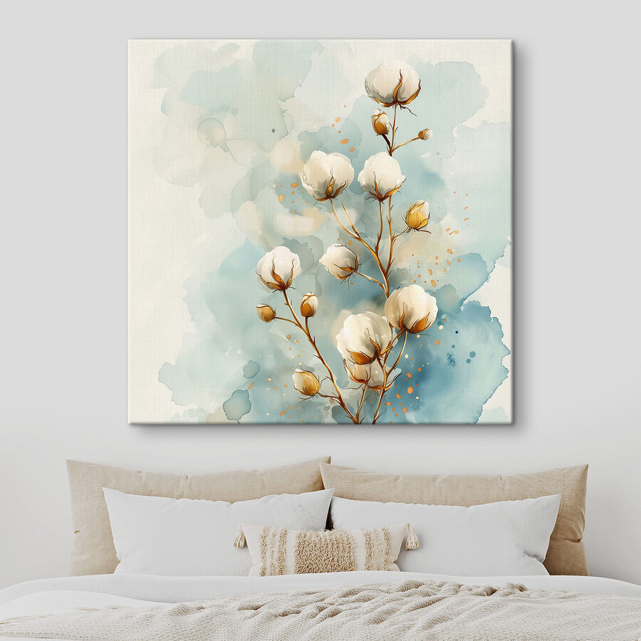Aquarel van katoenen bloemen