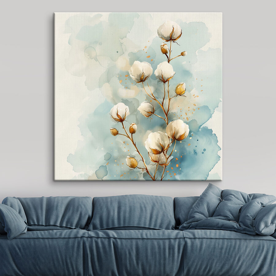 Aquarel van katoenen bloemen