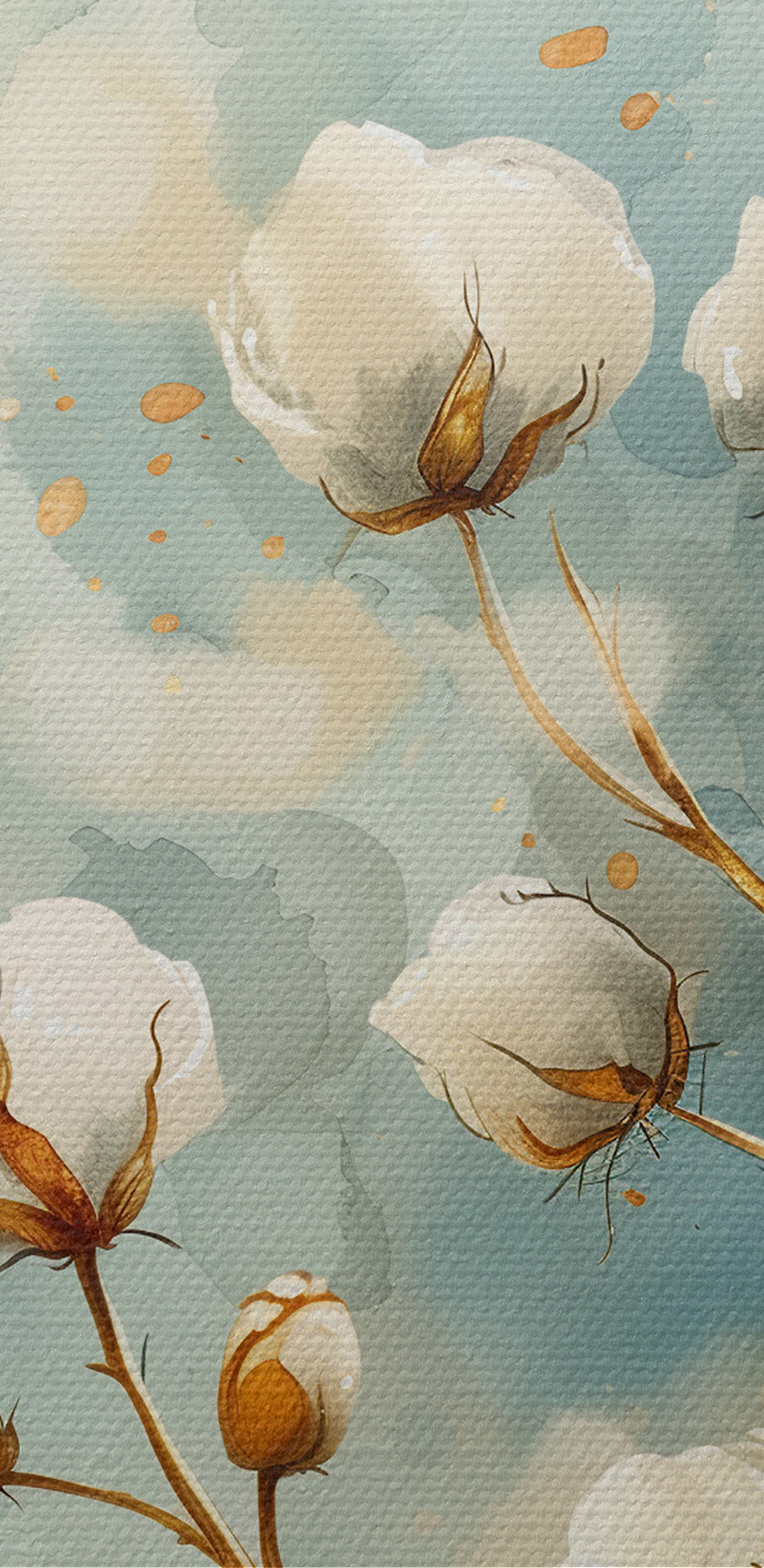 Aquarel van katoenen bloemen