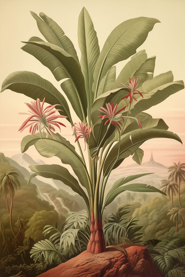 Grote plant met bloemen en bladeren Grote plant met bloemen en bladeren