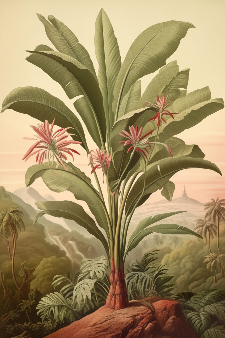 Grote plant met bloemen en bladeren