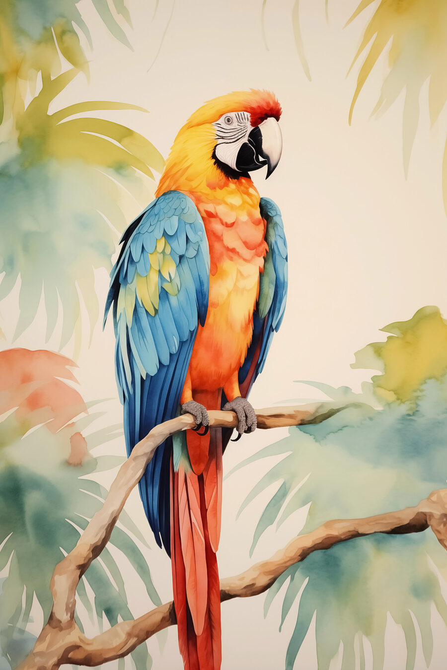 Kleurrijke vogel op een tak