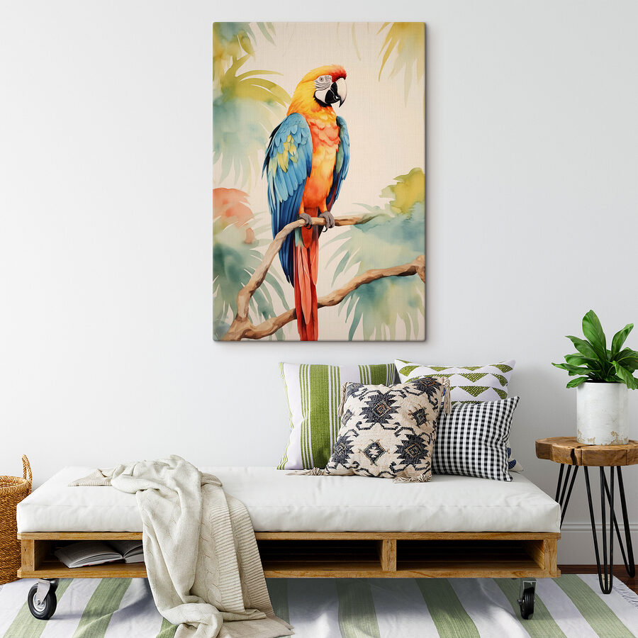 Kleurrijke vogel op een tak