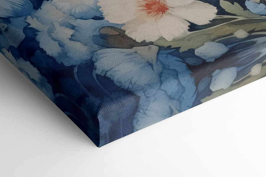 Schilderij van een konijn omringd door bloemen
