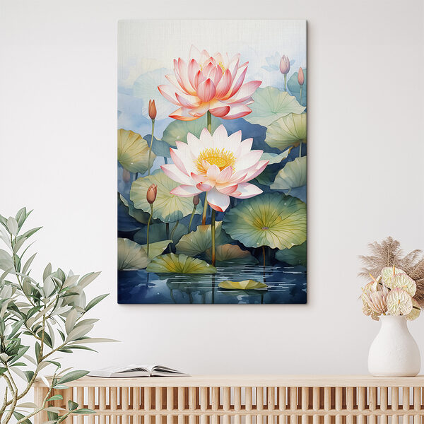 Schilderij van een bloem en bladeren Schilderij van een bloem en bladeren