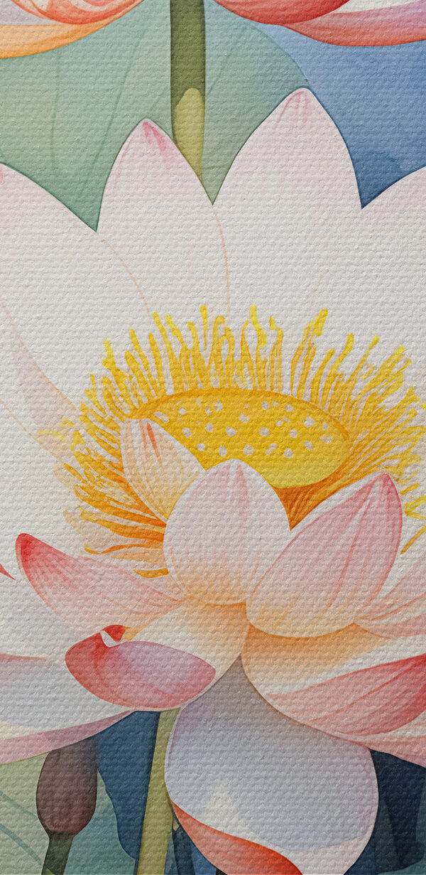 Schilderij van een bloem en bladeren Schilderij van een bloem en bladeren