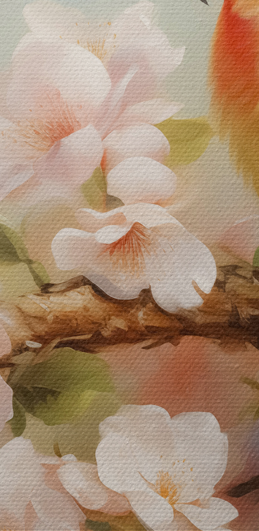 Twee vogels op een tak met bloemen Twee vogels op een tak met bloemen