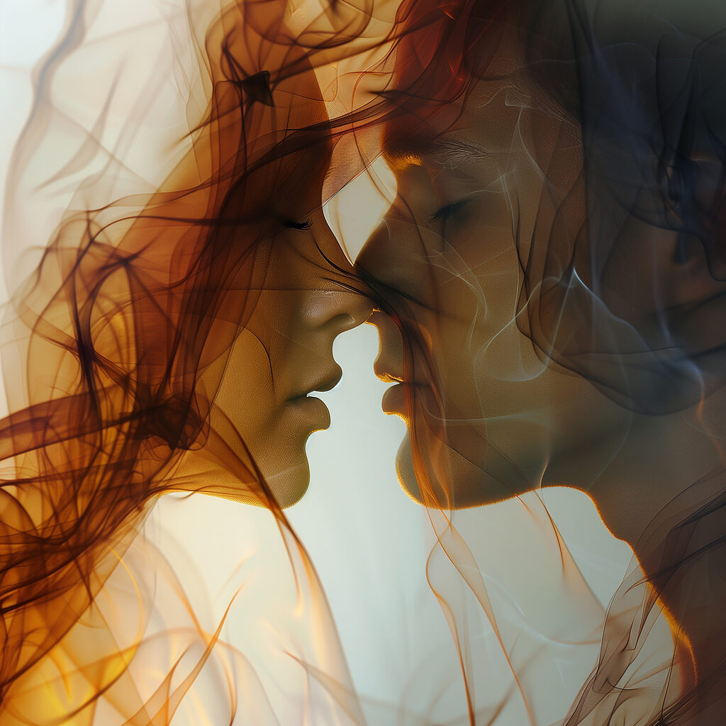 Man and woman with smoke Man and woman with smoke