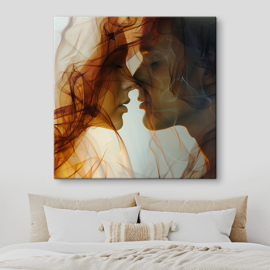 Canvas Schilderijen Man en vrouw met rook - Afbeelding 2