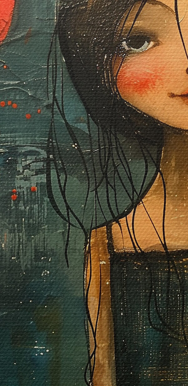Schilderij van een meisje met een bloem Schilderij van een meisje met een bloem