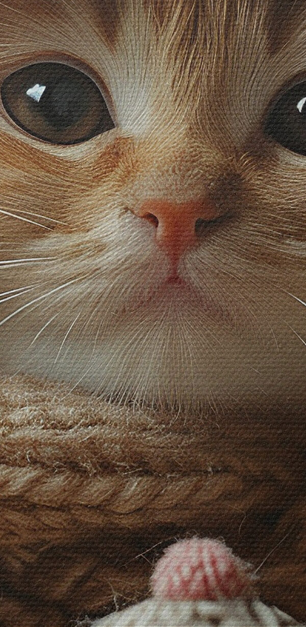 Kat met gebreide muts en sjaal Kat met gebreide muts en sjaal