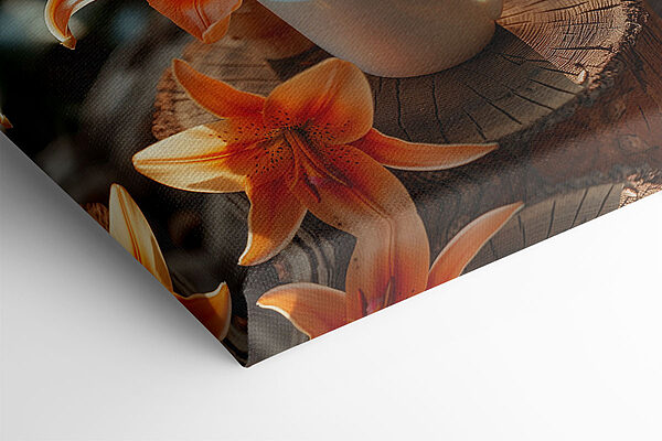 Kopje koffie en oranje bloemen Kopje koffie en oranje bloemen