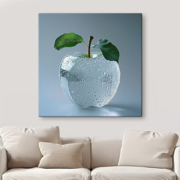 Heldere appel met waterdruppels erop Heldere appel met waterdruppels erop