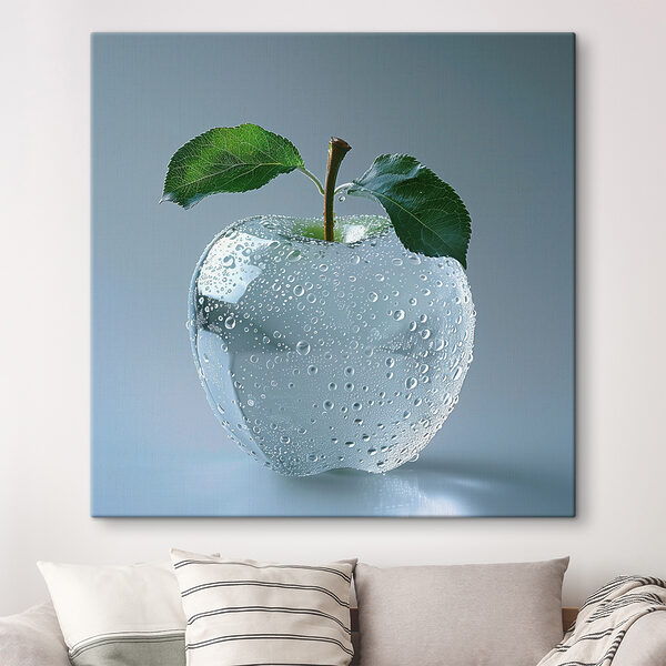 Heldere appel met waterdruppels erop Heldere appel met waterdruppels erop