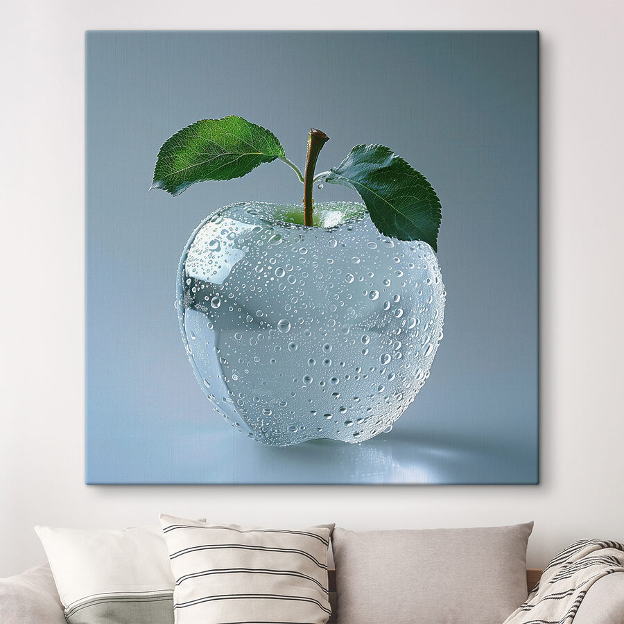 Heldere appel met waterdruppels erop