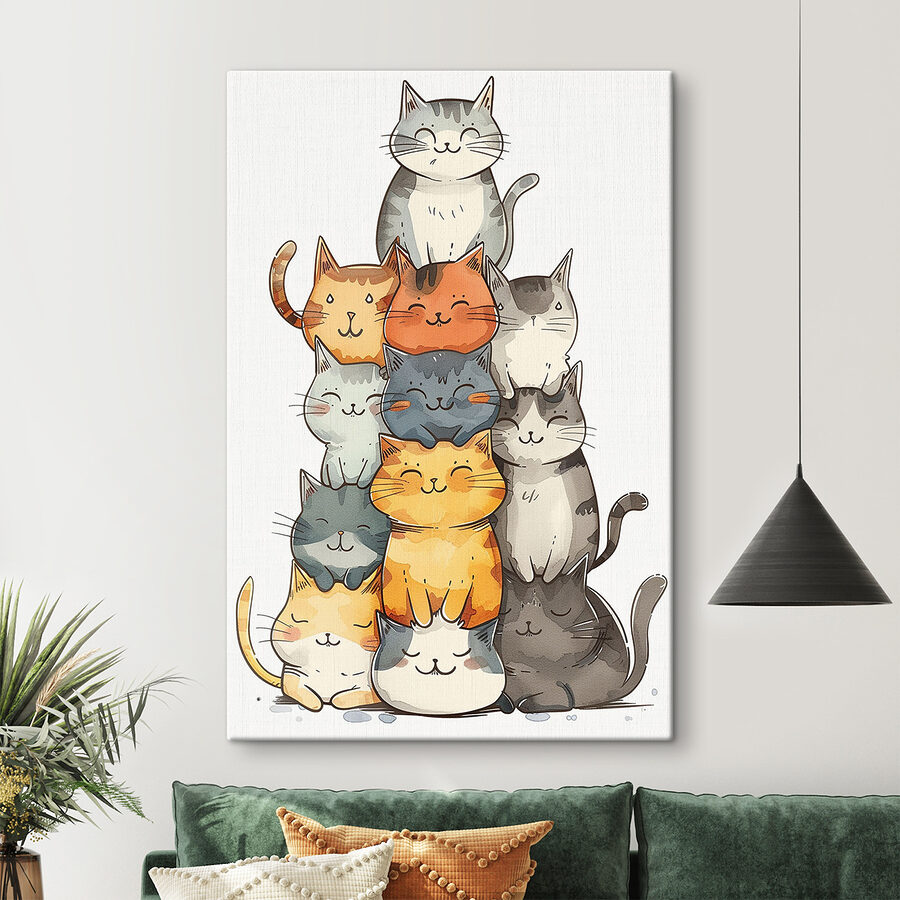 Groep katten op elkaar gestapeld