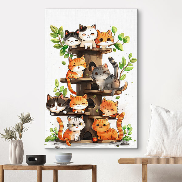 Groep katten op een boom Groep katten op een boom