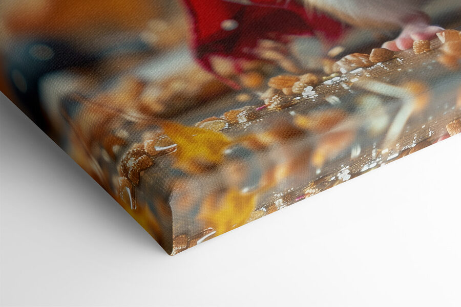 Hamster met een superheld-kledingstuk die een halter vasthoudt