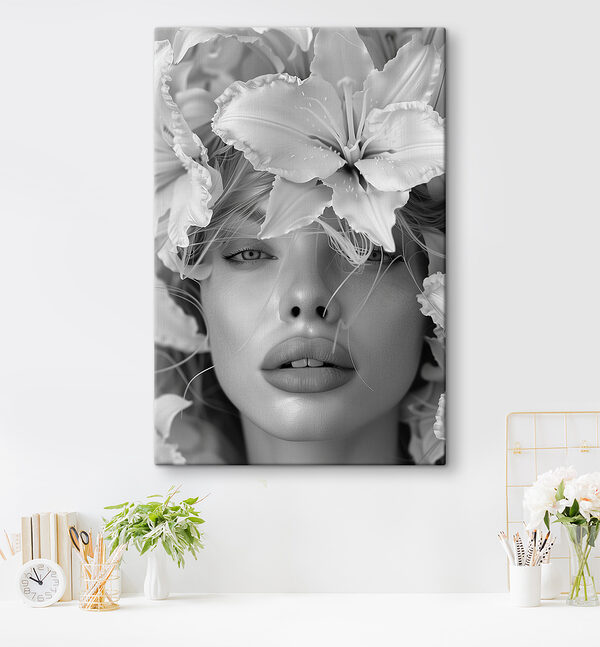 Vrouw met bloemen op haar hoofd Vrouw met bloemen op haar hoofd