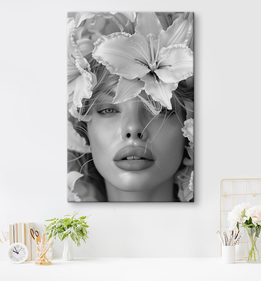 Vrouw met bloemen op haar hoofd