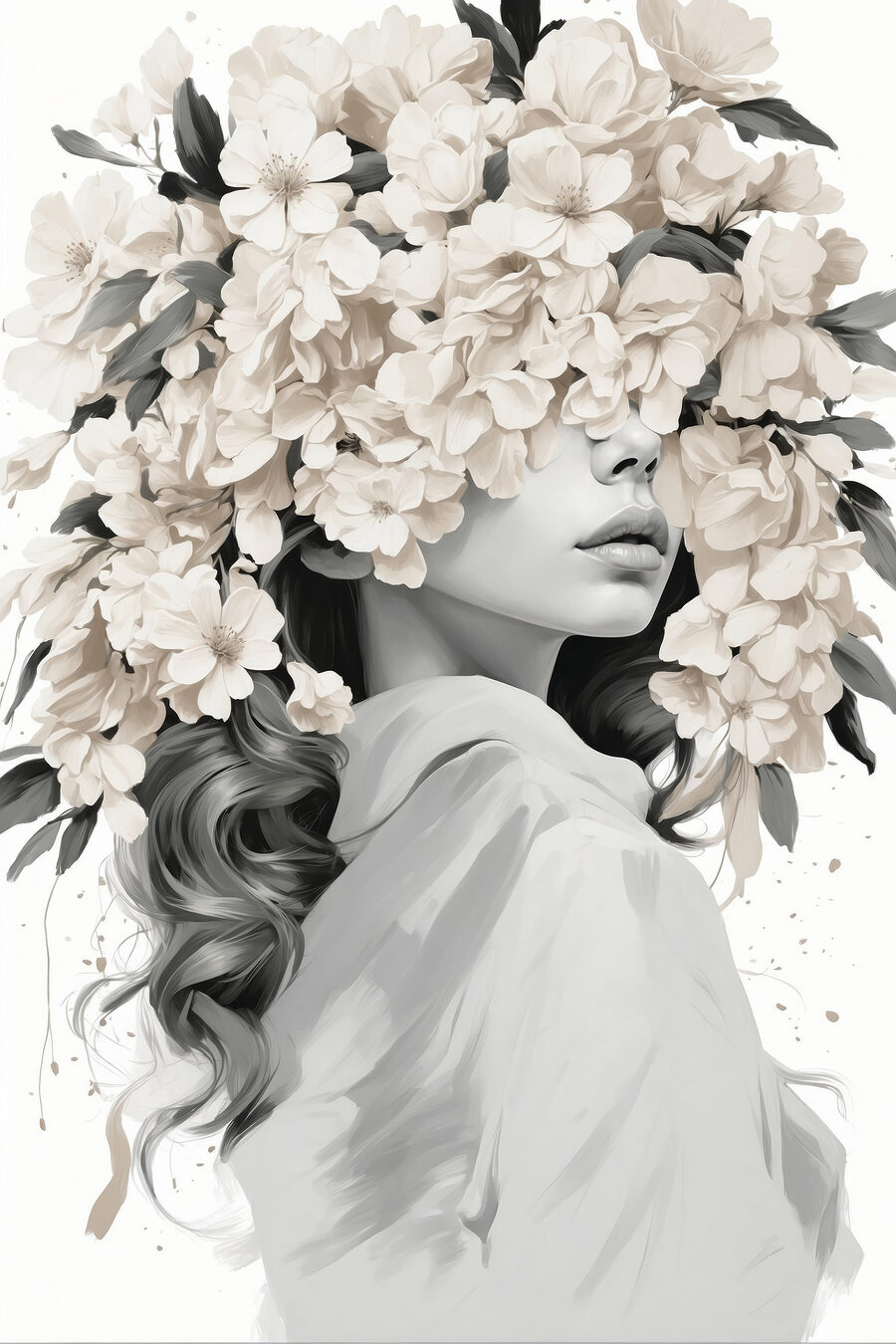 Vrouw met bloemen op haar hoofd