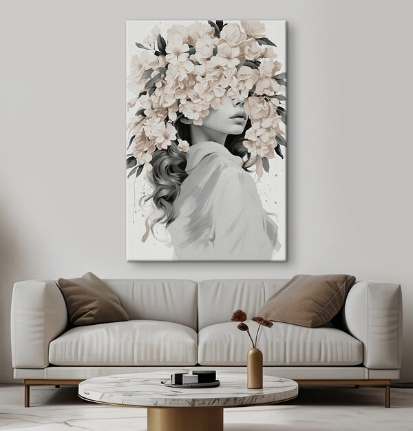 Vrouw met bloemen op haar hoofd Vrouw met bloemen op haar hoofd