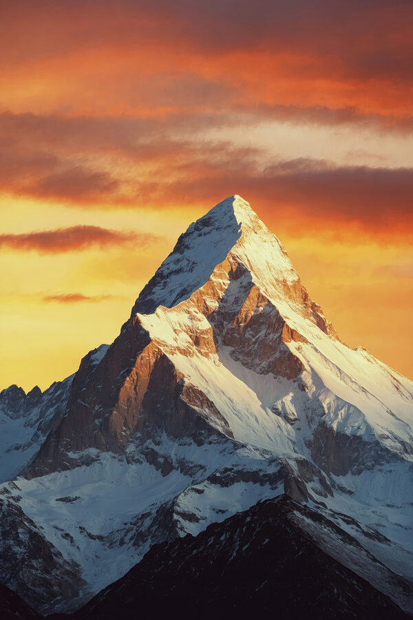 Berg met sneeuw op de top Berg met sneeuw op de top
