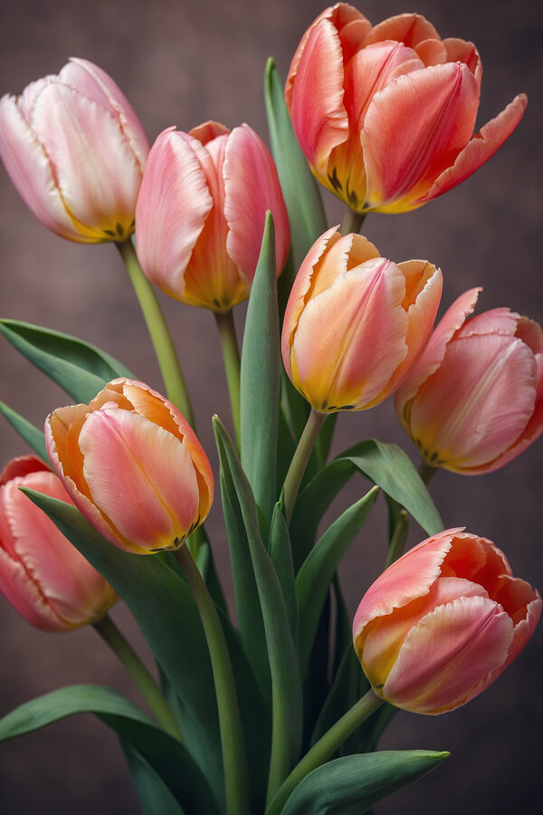 Groep roze en gele tulpen Groep roze en gele tulpen