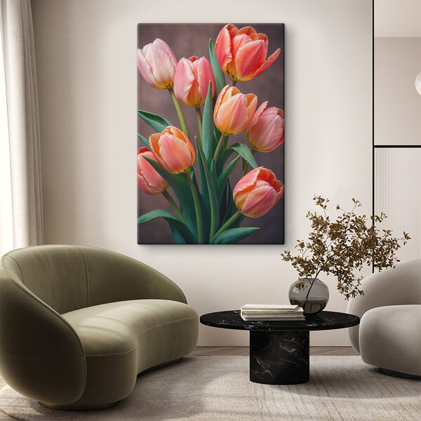 Groep roze en gele tulpen Groep roze en gele tulpen
