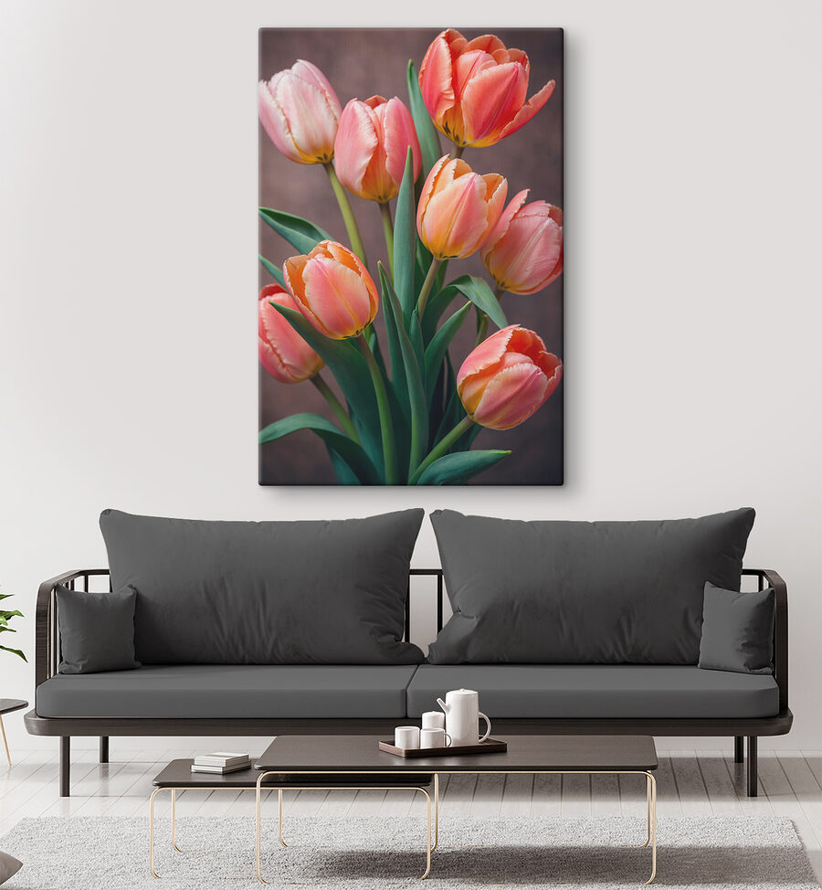 Groep roze en gele tulpen