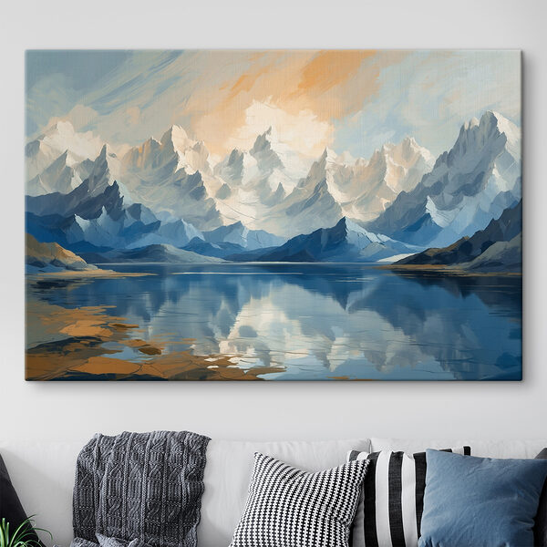 Meer met bergen en wolken Meer met bergen en wolken