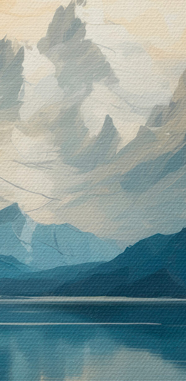 Meer met bergen en wolken Meer met bergen en wolken
