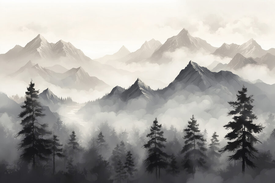 Landschap van bergen en bomen