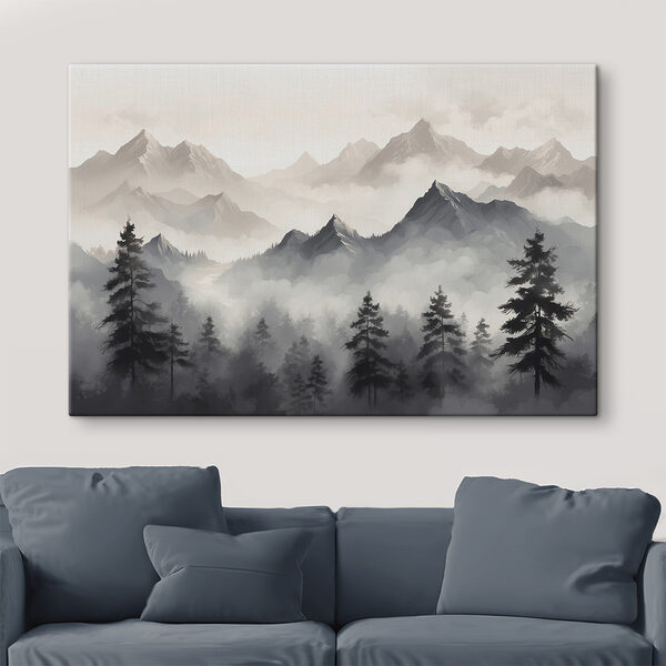 Landschap van bergen en bomen Landschap van bergen en bomen