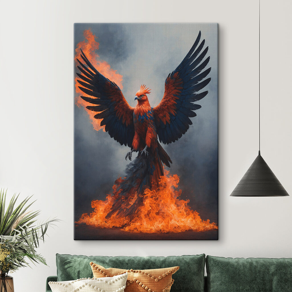 Bird with wings spread out