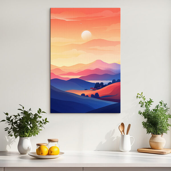Landschap van bergen en een huis Landschap van bergen en een huis