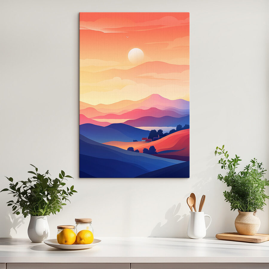 Landschap van bergen en een huis