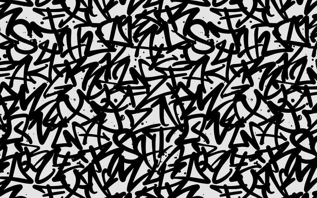 Zwart-wit patroon met letters Zwart-wit patroon met letters