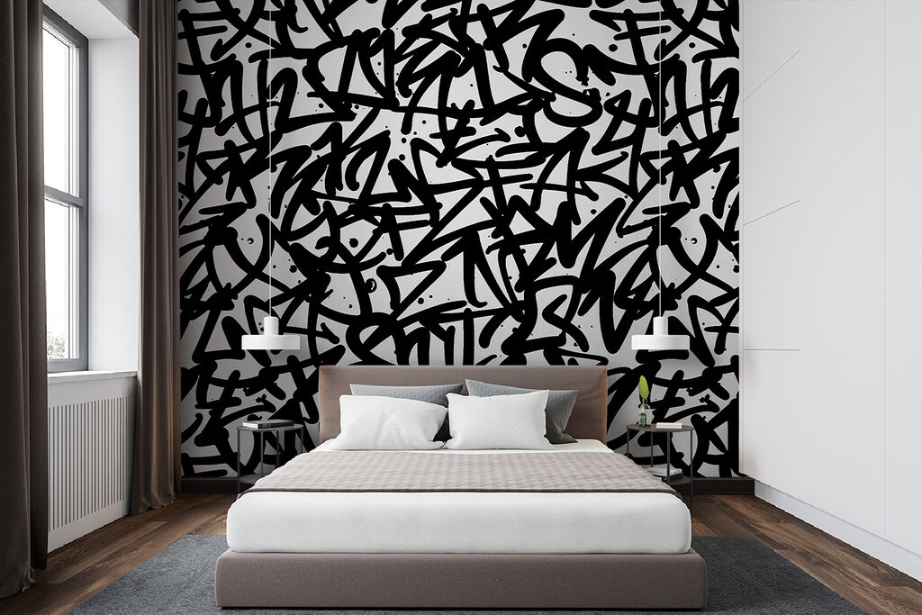 Black and white pattern with letters