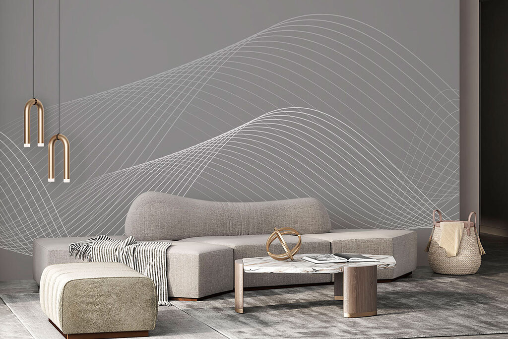 White lines on a gray background