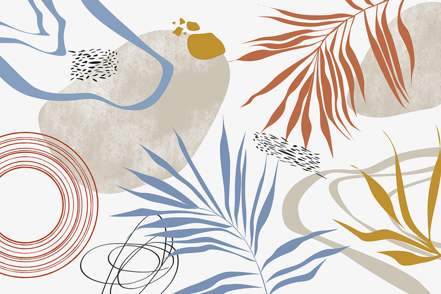 Kleurrijke vogel en bladeren Kleurrijke vogel en bladeren