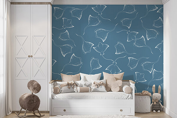 Blauwe achtergrond met witte roggen Blauwe achtergrond met witte roggen