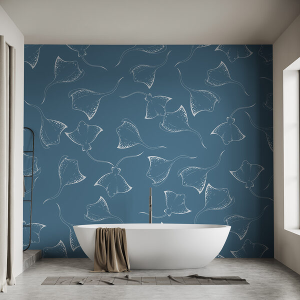 Blauwe achtergrond met witte roggen Blauwe achtergrond met witte roggen