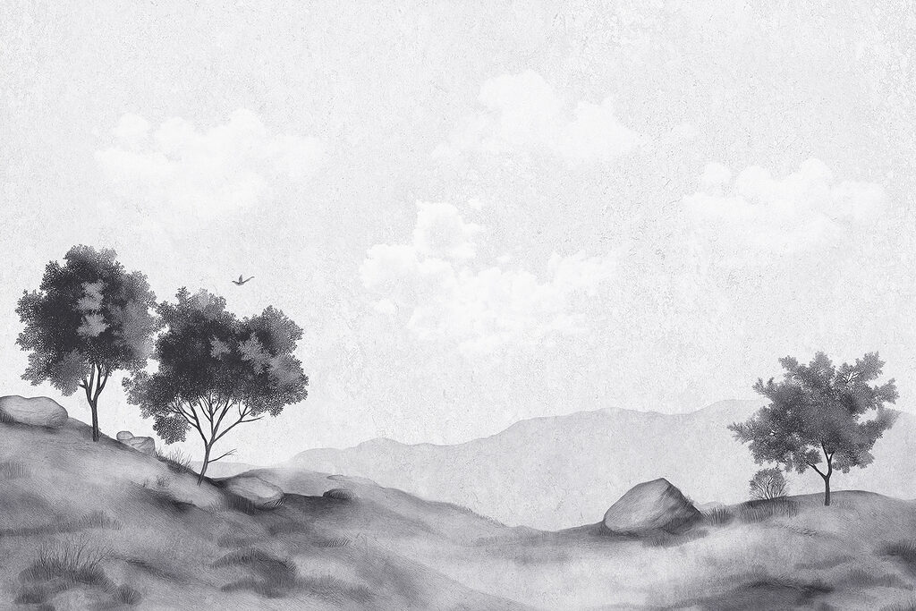 Landschap met bomen en rotsen Landschap met bomen en rotsen